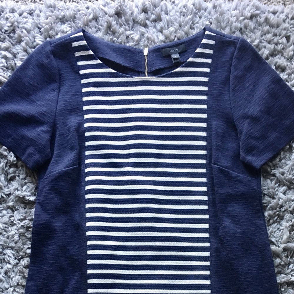 J.CREW Navy/ivory Striped Shift Dress